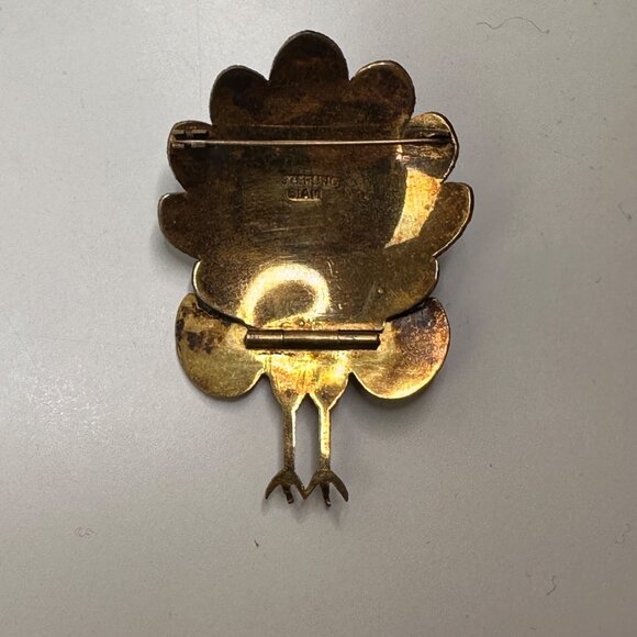 Vintage Peacock Brooch Pin & Earrings Set Sterling Siam Enamel Articulating - Picture 3 of 10